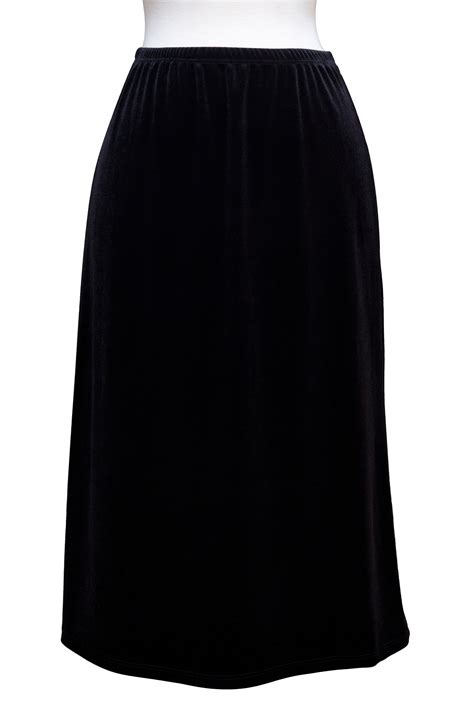 Plus Size Black A Line Velvet Mid Length Skirt Plus Size Skirts