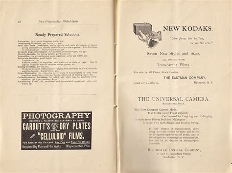 Photographic Materials, Illustrated, John Wanamaker, Philadelphia, c.1890