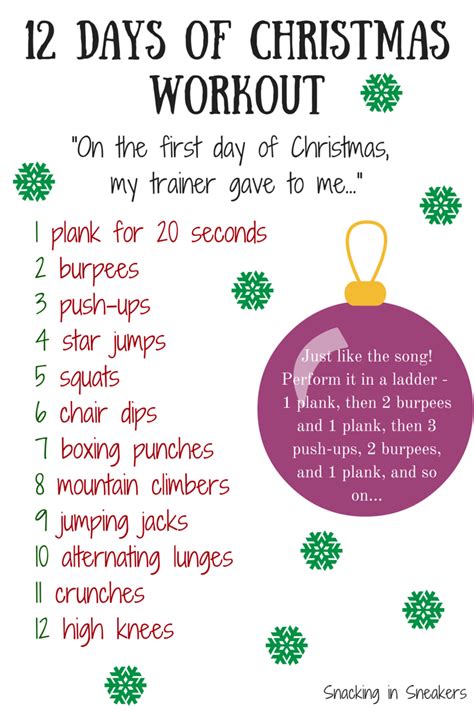 The 12 Days Of Christmas Workout Eat Smart Move More Weigh Less