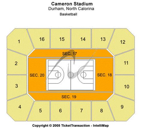 Cameron Indoor Stadium Seating Map