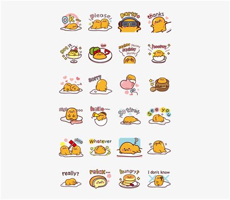 Nice And Over Easy Line Gudetama Stickers English Transparent Png