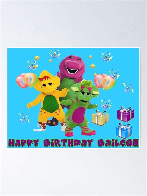 Barney The Dinosaur And Friends Birthday Poster By Sweet Only1