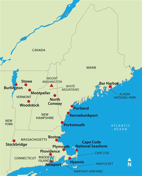 New england spans a total of 66,608 square miles, and occupies a fairly small part of the usa. New England Map With Cities | Campus Map