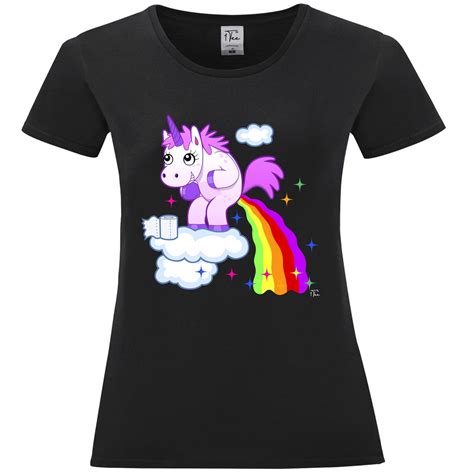 1tee Womens Unicorn Pooping Rainbow Juice From The Clouds T Shirt Ebay