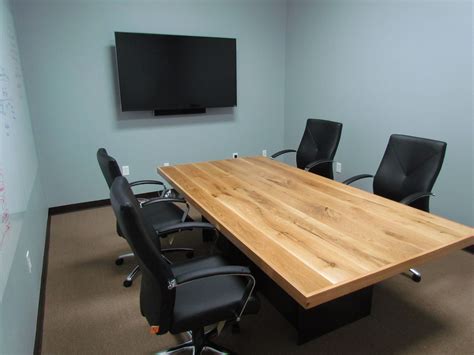 Hand Crafted White Oak Conference Table With Steel Base By Furniture By