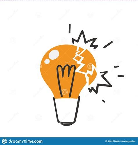 Hand Drawn Doodle Broken Light Bulb Illustration Stock Vector