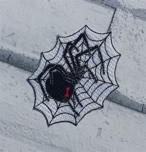 Stunning Black Widow Spider On Web Embroidered By Gothicchameleon Black