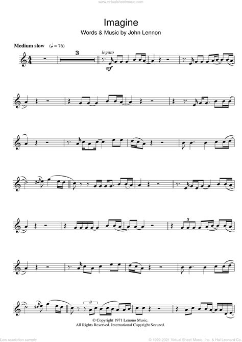 Lennon Imagine Sheet Music For Flute Solo PDF V