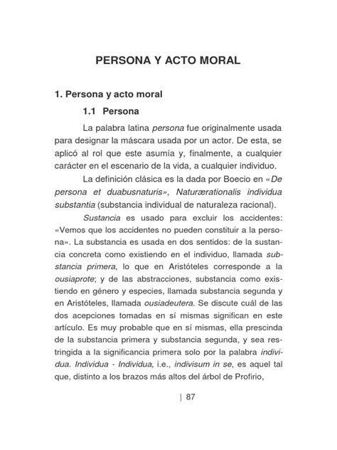 Persona Y Acto Moral Pdf Moralidad Metafísica De La Mente