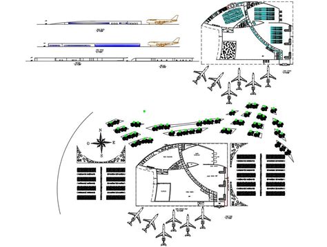Airport Plan And Section With Dwg File Cadbull