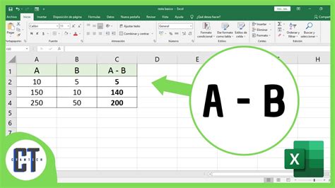 Como hacer una RESTA en Excel de diferentes celdas Excel básico YouTube