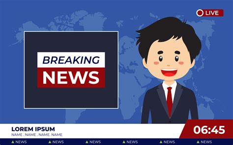 Tv News Studio With Broadcaster Breaking News 1895789 Vector Art At