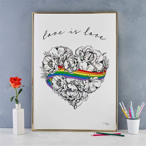 Love Is Love Print Gay Pride Supporting Lgbt By Victoria Eggs