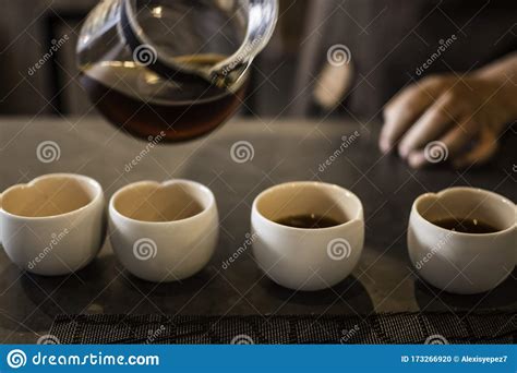Four Special Cups For Special Coffee Stock Photo Image Of Americano