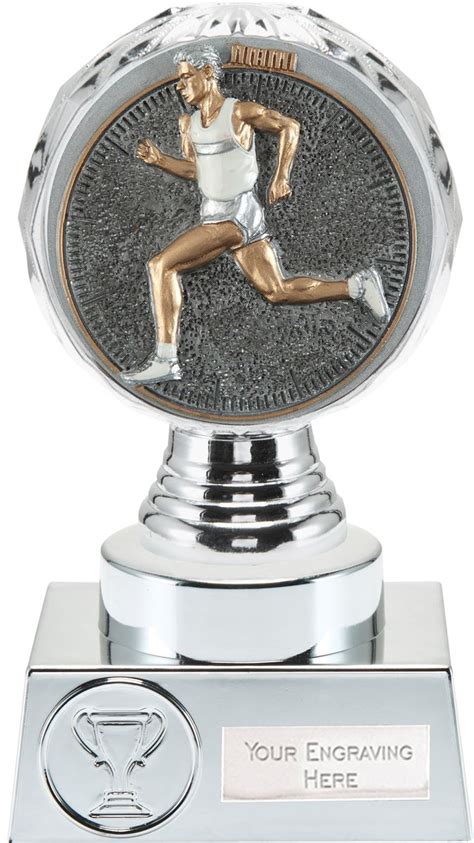 Male Running Trophy Silver Hemisphere 15cm 6