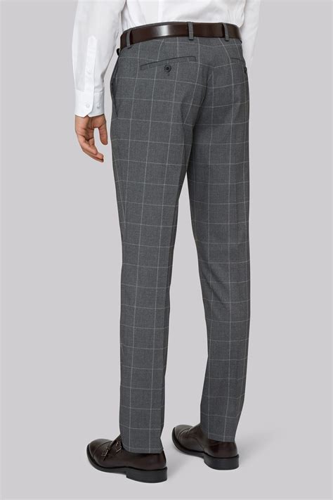moss london skinny fit grey check trousers