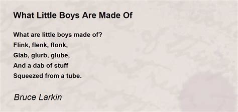 What Little Boys Are Made Of Poem By Bruce Larkin Poem Hunter