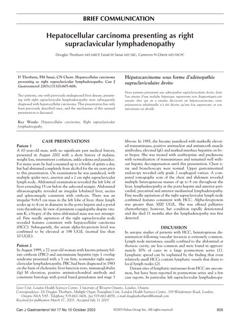 PDF Hepatocellular Carcinoma Presenting As Right Supraclavicular