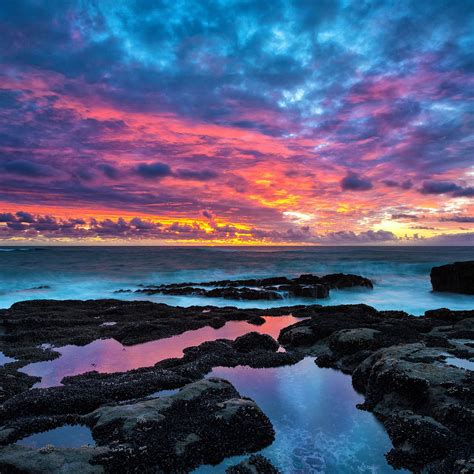 Sea Sunset Clouds Horizon Seascape Scenery Nature 4k 3840x2160