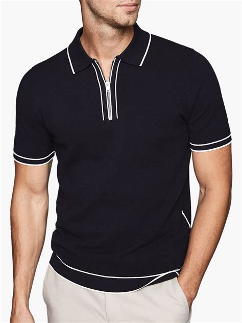 Reiss Lyle Tipped Zip Neck Polo Shirt