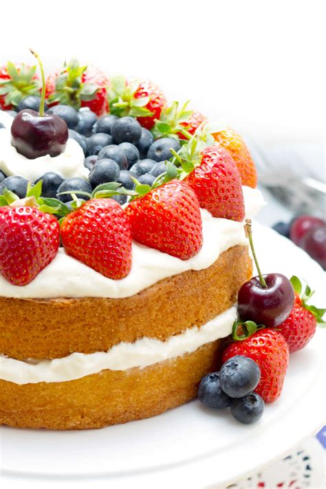I just can't stand the thought of you not eating good cake because of a few ingredients! Patriotic Vanilla Cream Sponge Cake - Red white and blue ...