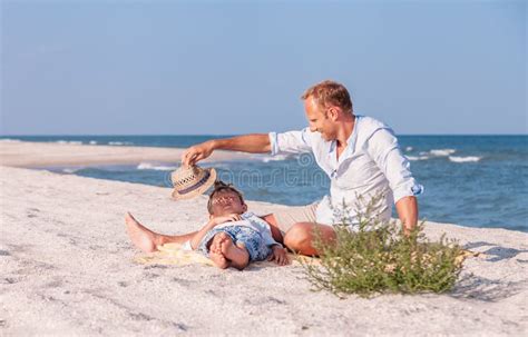 Father Son Talking Sunny Beach Stock Photos Free And Royalty Free Stock