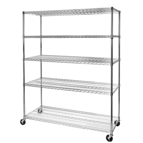 72 In X 60 In X 24 Commercial 5 Tier Steel Wire Shelving With Wheels