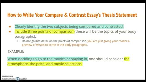 Compare Contrast Essay Thesis Statement Topic Sentences YouTube