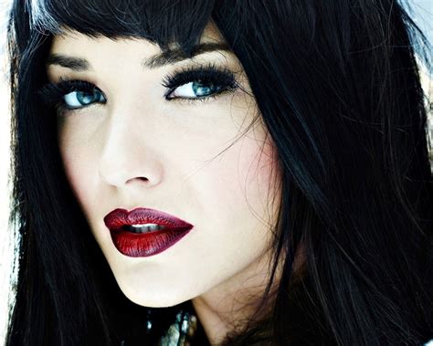 Beautiful Eyes And Lips With Dark Hair Beauty And Cosmetics Makeup