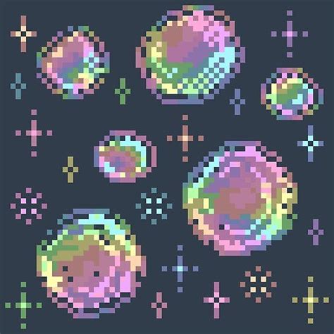 Kawaii Pixel Rainbow Oilslick Bubbles Pixel Art Design Pixel Art