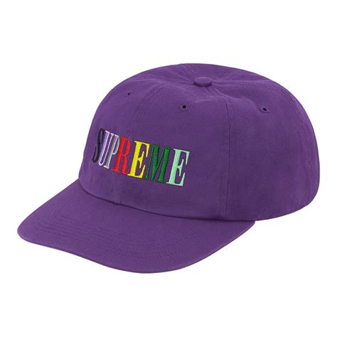 Supreme Multi Color Logo 6 Panel Purple Streetwear Official
