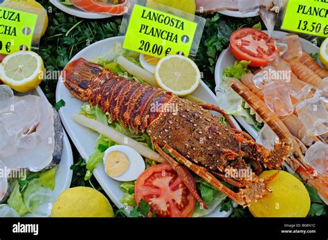 Crawfish At A Seafood Restaurant Calpe Alicante Costa Blanca Spain