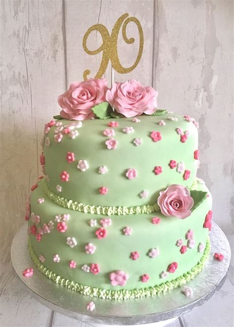 90th 2 Tier Birthday Cake 90th Birthday Cakes Tiered Cakes Birthday