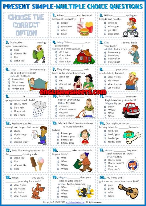 A Simple And Fun Esl Printable Multiple Choice Questions Worksheet For