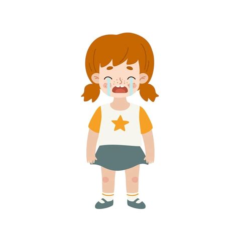 Premium Vector Crying Little Girl With Red Hair
