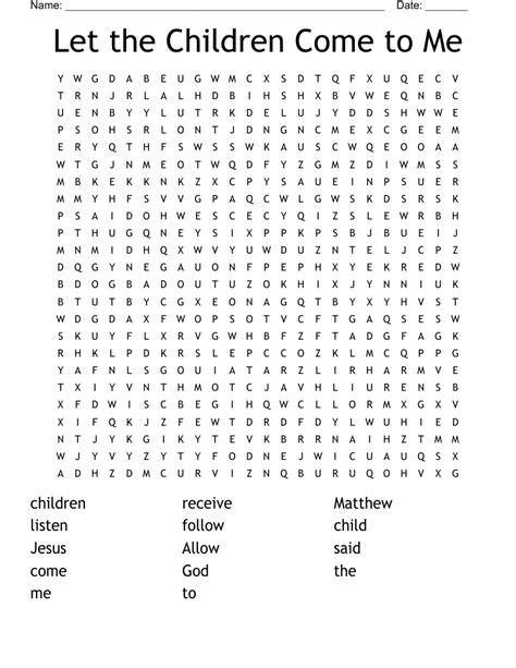 Let The Children Come To Me Word Search Wordmint