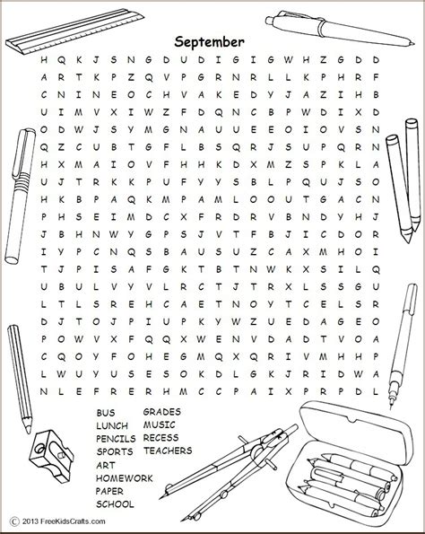 September Word Search Printable Printable Word Searches