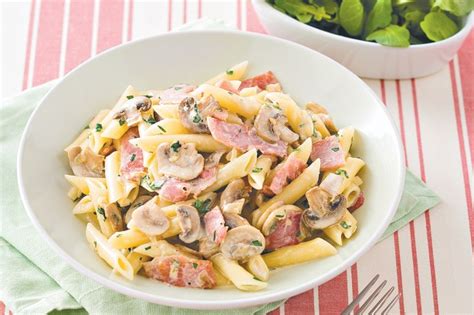 Before anything, cook the pasta according to package directions and reserve 1/2 cup of pasta cooking water for the sauce. Creamy Ham And Mushroom Pasta Recipe - Taste.com.au