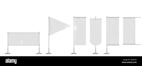 White Vinyl Banners Triangle Flag And Pennants On Pole Vector