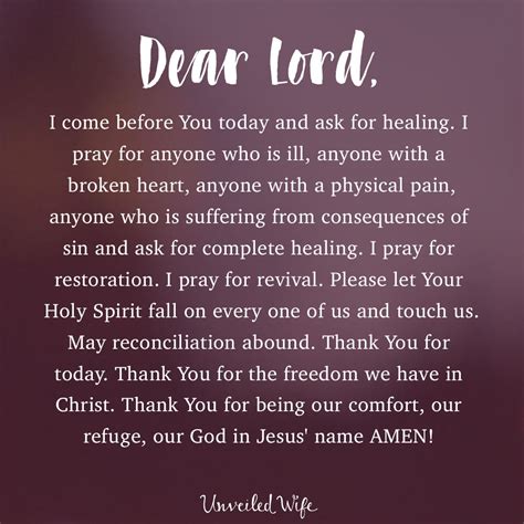 May our lord bless and comfort you all during this time of grief. Prayer: Heal Us Lord