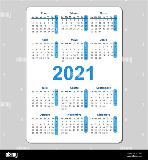 Calendario 2021 Castellano Imágenes Vectoriales De Stock Alamy