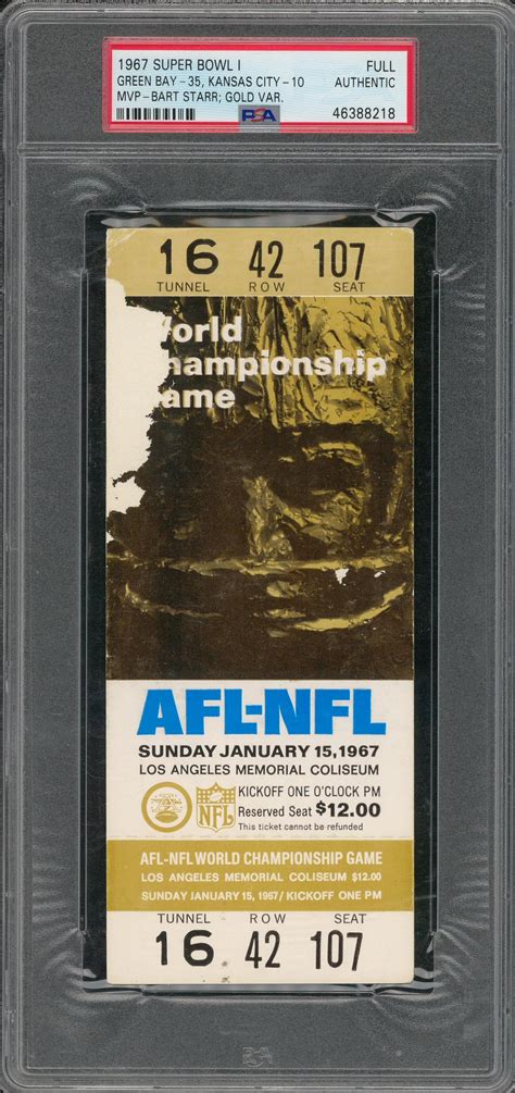 Lot Detail 1967 Super Bowl I Full Ticket Gold Variation Psa Authentic