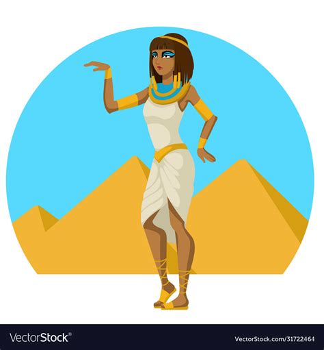 Cartoon Color Character Person Female Egyptian Vector Image