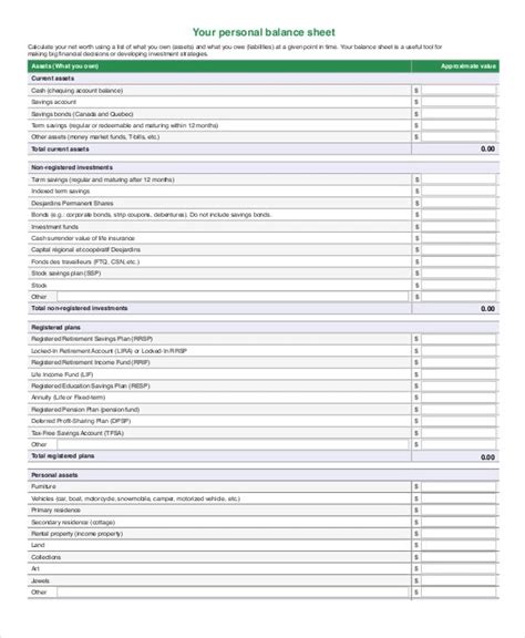 Simple Balance Sheet Template Excel Excel Templates