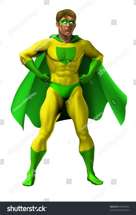 Illustration Of An Amazing Superhero Dressed In Yellow And Green