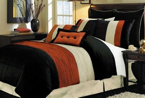 Orange stripes bedding set queen king size duvet cover set pillowcase comforter bedding sets home textiles bedspreads drop ship1. BLACK/WHITE/RUST (With images) | Comforter sets, Orange ...