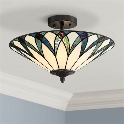 art glass close to ceiling lights lamps plus