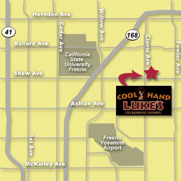 Map For Cool Hand Luke S Steakhouse Restaurant For Dining Near Fresno