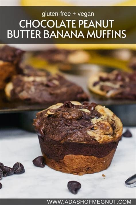 Gluten Free Vegan Chocolate Peanut Butter Banana Muffins