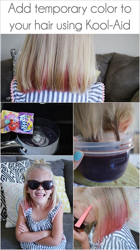 If you keep it on your hair for a long time, the color will take longer to fade. Temporary Hair Dye using Kool-Aid - Our Thrifty Ideas